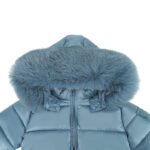 Baby Puffer Jacket with Oversized detachable Faux Fur Hood-Mountain Spring Blue - Image 4
