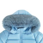 Baby Puffer Jacket with Oversized detachable Faux Fur Hood-Airy Blue - Image 3