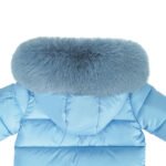 Baby Puffer Jacket with Oversized detachable Faux Fur Hood-Airy Blue - Image 4