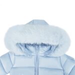 Baby Puffer Jacket with Oversized detachable Faux Fur Hood-Baby Blue - Image 3