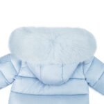 Baby Puffer Jacket with Oversized detachable Faux Fur Hood-Baby Blue - Image 4
