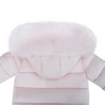 Baby Puffer Jacket with Oversized detachable Faux Fur Hood-Baby Pink - Image 5