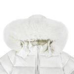 Baby Puffer Jacket with Oversized detachable Faux Fur Hood-Cream - Image 4