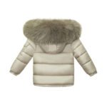 Baby Puffer Jacket with Oversized detachable Faux Fur Hood-Irish Cream - Image 2