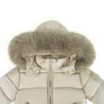 Baby Puffer Jacket with Oversized detachable Faux Fur Hood-Irish Cream - Image 3