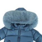 Baby Puffer Jacket with Oversized detachable Faux Fur Hood-Navy Blue - Image 3