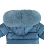 Baby Puffer Jacket with Oversized detachable Faux Fur Hood-Navy Blue - Image 5