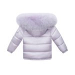 Baby Puffer Jacket with Oversized detachable Faux Fur Hood-Pastel Lilac - Image 2