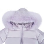 Baby Puffer Jacket with Oversized detachable Faux Fur Hood-Pastel Lilac - Image 4