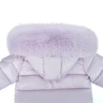 Baby Puffer Jacket with Oversized detachable Faux Fur Hood-Pastel Lilac - Image 5