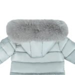 Baby Puffer Jacket with Oversized detachable Faux Fur Hood-Silver Grey - Image 5