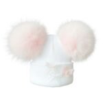 Baby Pink Double-Pompom Baby Hat with Matching Pink Butterfly & Bow Edition EB-H-01P
