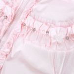 Luxury Baby Girl Puffer Cape with Oversized Faux Fur Hood, Pearl & Diamanté Tulle Chest Ruffles, Satin Bows – Warm Winter Coat EvaBella EB-9707-S - Image 4