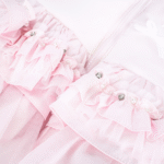 Luxury Baby Pink Puffer Coat with Oversized Faux Fur Hood, Layered Tulle Skirt & Pearl Diamanté Details – Cozy Winter Jacket for Girls EB-9708-S - Image 3