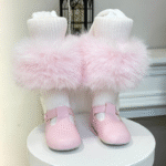 EvaBella Winter Ribbed Tights with Detachable Fur Trim– EB-9501-BabyPink - Image 9