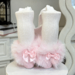 EvaBella Winter Ribbed Tights with Detachable Fur Trim– EB-9501-BabyPink - Image 5