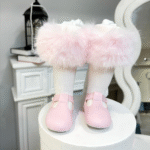 EvaBella Winter Ribbed Tights with Detachable Fur Trim– EB-9501-BabyPink - Image 4