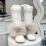 EvaBella Signature Ribbed Tights with Detachable Fur Trim– EB-9501-IrishCream - Image 3