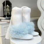 EvaBella Signature Ribbed Tights with Detachable Fur Trim– EB-9501-BabyBlue - Image 4