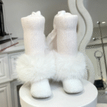 EvaBella Signature Ribbed Tights with Detachable Fur Trim– EB-9501-White - Image 4