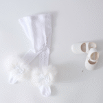 EvaBella Signature Ribbed Tights with Detachable Fur Trim– EB-9501-White