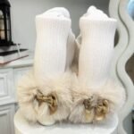 EvaBella Signature Ribbed Tights with Detachable Fur Trim– EB-9501-IrishCream - Image 4