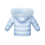 Kids Puffer Jacket with Oversized detachable Faux Fur Hood-BabyBlue - Image 2