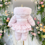 EvaBella Signature Winter Snowsuit with Detachable Skirt-EB-9802–BabyPink - Image 2