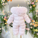 EvaBella Signature Winter Snowsuit with Detachable Skirt-EB-9802–BabyPink - Image 4