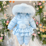 EvaBella Signature Winter Snowsuit with Detachable Skirt-EB-9803–BabyBlue