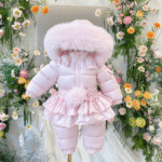 EvaBella Signature Winter Snowsuit with Detachable Skirt-EB-9803–BabyPink