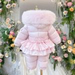 EvaBella Signature Winter Snowsuit with Detachable Skirt-EB-9803–BabyPink - Image 2