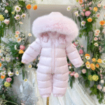 EvaBella Signature Winter Snowsuit with Detachable Skirt-EB-9803–BabyPink - Image 3