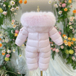 EvaBella Signature Winter Snowsuit with Detachable Skirt-EB-9803–BabyPink - Image 4