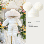 Double Pompom Hat -Cream Baby Hat with 2 Cream Fluffy Mega Pompoms EB-H-05C - Image 3
