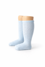 EvaBella Baby Blue Classic Unisex Knee-High Socks Plain Knit - OEKO-TEX® Standard 100 Certified-EB-9502 Baby Blue
