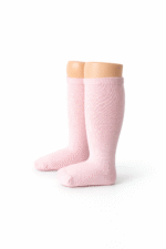 EvaBella Baby Pink Classic Unisex Knee-High Socks Plain Knit - OEKO-TEX® Standard 100 Certified-EB-9502 Baby Pink