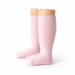 EvaBella Baby Pink Classic Unisex Knee-High Socks Plain Knit - OEKO-TEX® Standard 100 Certified-EB-9502 Baby Pink