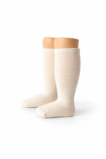 EvaBella Cream Classic Unisex Knee-High Socks Plain Knit - OEKO-TEX® Standard 100 Certified-EB-9502 Cream