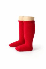 EvaBella Red Classic Unisex Knee-High Socks Plain Knit - OEKO-TEX® Standard 100 Certified-EB-9502 Red