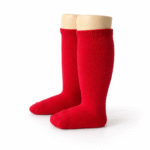 EvaBella Red Classic Unisex Knee-High Socks Plain Knit - OEKO-TEX® Standard 100 Certified-EB-9502 Red