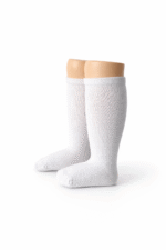 EvaBella White Classic Unisex Knee-High Socks Plain Knit - OEKO-TEX® Standard 100 Certified-EB-9502 White