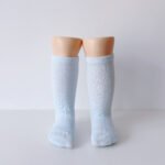 EvaBella Baby Blue Classic Unisex Knee-High Socks Plain Knit - OEKO-TEX® Standard 100 Certified-EB-9502 Baby Blue - Image 2