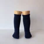 EvaBella Navy Classic Unisex Knee-High Socks Plain Knit - OEKO-TEX® Standard 100 Certified-EB-9502 NavyBlue - Image 2