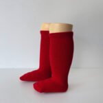 EvaBella Red Classic Unisex Knee-High Socks Plain Knit - OEKO-TEX® Standard 100 Certified-EB-9502 Red - Image 4