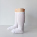 EvaBella White Classic Unisex Knee-High Socks Plain Knit - OEKO-TEX® Standard 100 Certified-EB-9502 White - Image 4