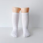 EvaBella White Classic Unisex Knee-High Socks Plain Knit - OEKO-TEX® Standard 100 Certified-EB-9502 White - Image 2