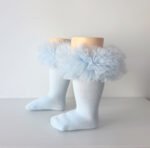 EvaBella Baby Blue Tutu Socks – Tulle Ruffle Frilled Trim Knee-High Socks-Plain Knit- OEKO-TEX® Standard 100 Certified-EB-9505 Baby Blue - Image 4