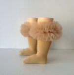 EvaBella Irish Cream Tutu Socks – Tulle Ruffle Frilled Trim Knee-High Socks-Plain Knit- OEKO-TEX® Standard 100 Certified-EB-9505 Irish Cream - Image 4