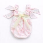 EvaBella Pastel Floral Open Back Romper – Baby Pink – Oversized Shoulder Bows – Tutu Chest Detail with Shimmer Tweed Trim-EBSS02 - Image 2